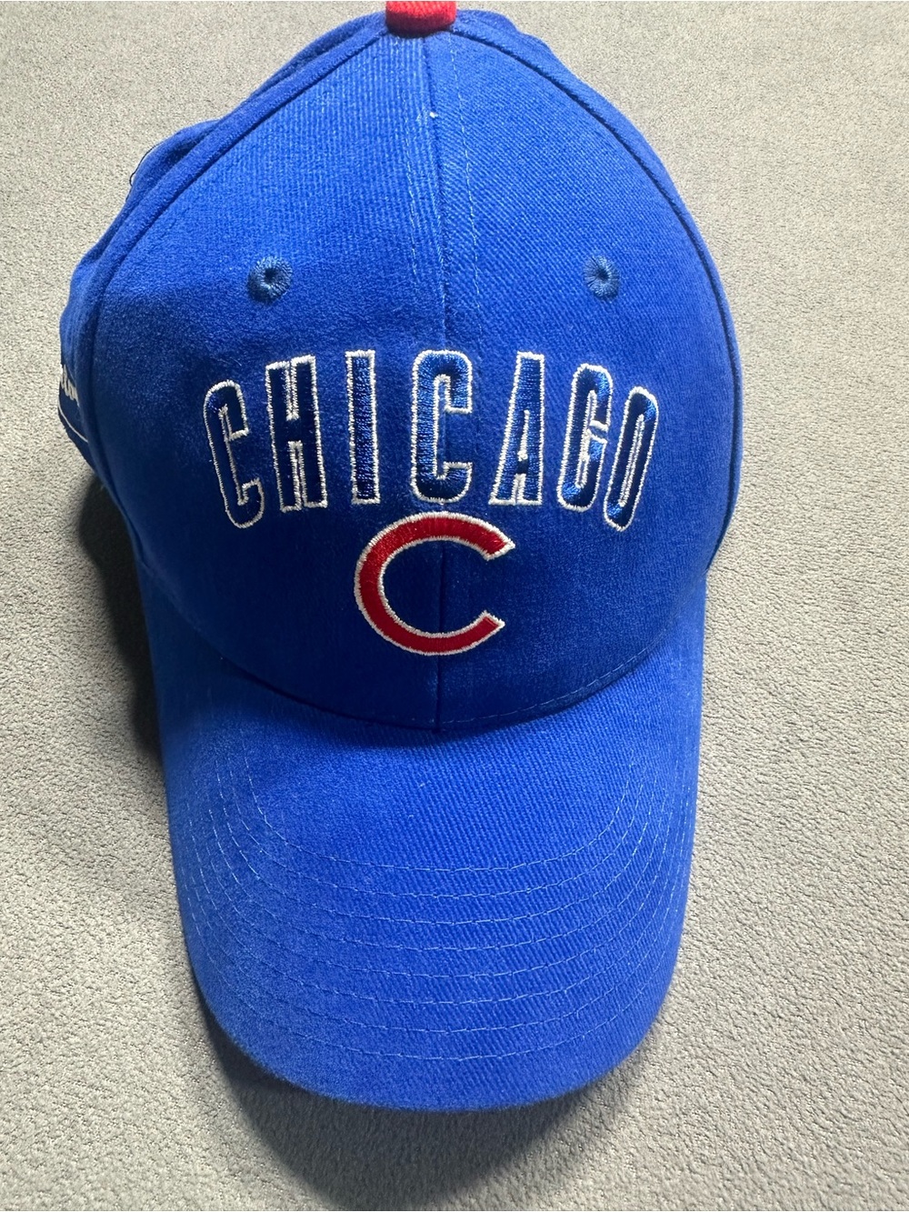 Kids Chicago Baseball Cap in Blue with Red Accent